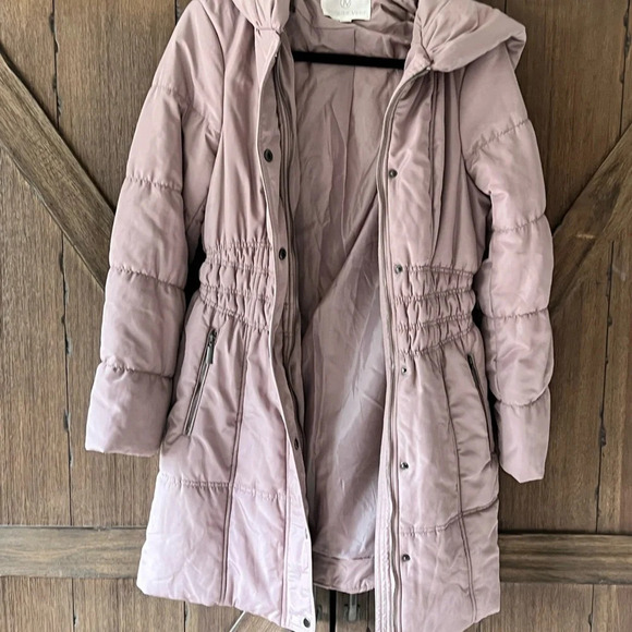 Jacques Vert Winter Hooded Puffer Mid Length Mauve Jacket Size Small - Picture 2 of 7